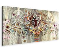 Tableau Décoration Vintage 100x50cm Cadre en bois DIY Impression sur Toile Decoration Murale - Gustav Klimt Arbre Reproduction