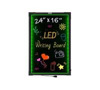 VEVOR Tableau d'écriture de messages LED, 405 x 605 mm, tableau de menu noir effet néon effaçable éclairé avec 8 marqueurs de craie fluorescentes et télécommande, selon les normes UL pour la maison