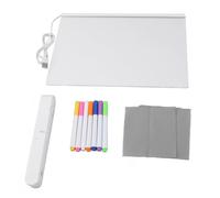 Tableau d'écriture en acrylique à LED, tableau de bureau effaçable à sec, transparent, design élégant pour bureau, maison, salon de beauté, avec 7 stylos colorés, 2 chiffons