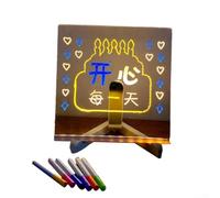 Tableau d'écriture lumineux effaçable en acrylique, portable avec support et stylos de plusieurs couleurs, adapté pour les études et les tâches d'écriture créatives (1)