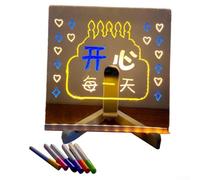 Tableau d'écriture portable en acrylique avec lumière intégrée et effaçable, comprend un support et des stylos de couleur pour une utilisation créative (2)