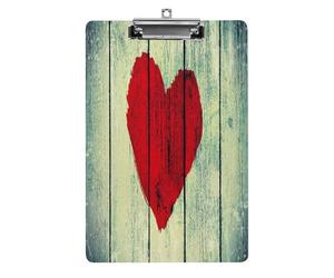 Tableau d'écriture robuste avec symbole d'amour sur un vieux mur en bois, porte-documents en acrylique, format lettre, pince métallique, porte-documents en plastique rigide pour bureau, maison ou esp