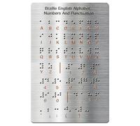 Tableau d'enseignement en braille avec lettres et chiffres en relief - 12 x 18,4 cm - Aide éducative pour enfants aveugles - Outil en aluminium