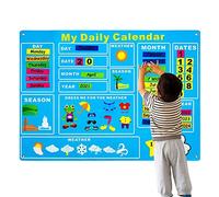 Tableau d'enseignement en Feutre Enfant, 105cm Mon Calendrier Quotidien/Animaux de l'océan Planche Interactive en Feutre Montessori, Jouets Préscolaires Cadeau pour Garçons Filles 3 4 5 6 7 Ans