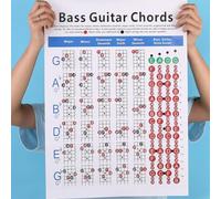 Tableau d'entraînement à la basse, guide de doigté de 72 accords pour les apprenants à 4 cordes, outil de référence pour affiche murale de e musique (L 41 x 57 cm)