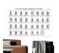 Tableau d'Entraînement Assis sur Chaise, Guide Mural Assis de 30 Jours pour Seniors, Exercices sur Chaise, pour Salle de Sport Maison Salon Coin Repos Studio Yoga