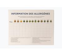 Tableau des Allergènes Design Beige Luxe - Affichage Obligatoire A4 - Plastifié & Effaçable - Conforme Décret 2015-447 - Spécial Restaurants, Snacks, Food Trucks, Cantines