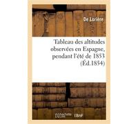 Tableau des altitudes observées en Espagne, pendant l'été de 1853 Accompagné d'un rapide aperçu de ce voyage - De Lorière - Hachette Bnf - broché - Livre