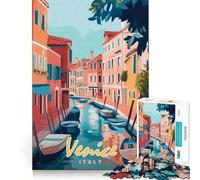 Tableau des canaux de Venise,Puzzle de 1000 pièces pour Adolescents,Jeu de Concentration mentale,découpe de précision,Bords Lisses, pour Les fêtes (50x75cm)