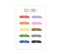 Tableau des couleurs pour l'apprentissage et l'éducation préscolaires - Impression sur toile - Décoration de chambre à coucher, bureau, chambre, cadeau - 40 x 60 cm