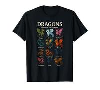 Tableau des Dragons Les maîtres des éléments Types de Dragons fantastiques T-Shirt