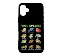Tableau des Noms d'espèces de Grenouilles pour Enfants, Guide d'apprentissage Grenouilles Mignonnes Coque pour iPhone 16 Plus