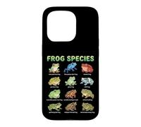 Tableau des Noms d'espèces de Grenouilles pour Enfants, Guide d'apprentissage Grenouilles Mignonnes Coque pour iPhone 15 Pro