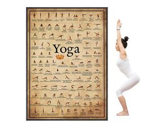 Tableau des postures de yoga - Affiches d'exercices pour tout le corps | Affiches de gym ou de maison pour l'entraînement de la flexibilité du corps avec des asanas de yoga/étirements/positions