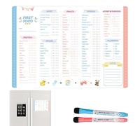 Tableau des premiers aliments | Tableau magnétique alimentaire quotidien | Liste de contrôle répétable et effaçable | Une liste de 101 aliments et 2 marqueurs magnétiques pour tableau blanc