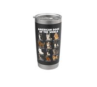 Tableau Des Races De Chiens Américaines Art De Chiot Mignon Gobelet isotherme en acier inoxydable double paroi