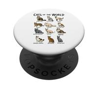 Tableau des Races félines des Chats du Monde PopSockets PopGrip Adhésif
