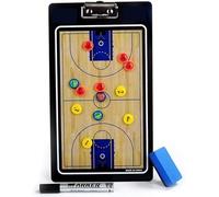 Tableau des tactiques d'entraînement, Presse-papiers magnétique effaçable à sec for entraîneur de basket-ball, avec marqueurs et stylo, noir, 35 x 20 cm