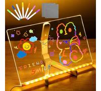 Tableau dessin lumineux Message Effaçable LED, 20CM*30CM Tablette Lumineuse Dessin Avec Stylo 7 Couleurs et Support Réglable, Magic Board, Led Message Board, Tableau Acrylique Lumineux