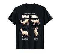 Tableau d'étirement Amusant en Forme de chèvre - Quatre Poses de Base T-Shirt Graphique avec Valeur, Homme, Noir, L