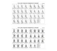 Tableau d'exercices pour chaise - Affiche d'entraînement assise, guide d'entraînement Tai | Tutoriel d'instructions illustré pour le fitness complet du corps, étirements, mobilité, équilibre de la