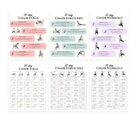 Tableau d'exercices sur chaise de 30 jours - Poster d'entraînement assis Yoga Challenge Papier 25,4 x 20,3 cm - Journal de de la physique pour la maison et le bureau - Guide