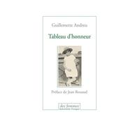 Tableau d'honneur - Guillemette Andreu - Des Femmes - Antoinette Fouque - broché - Roman
