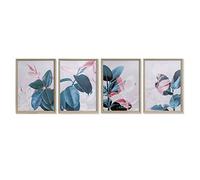 Tableau DKD Home Decor Feuilles (45 x 3,5 x 60 cm) (4 pièces)