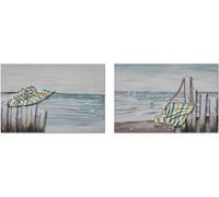 Tableau DKD Home Decor Plage Méditerranée (90 x 2,5 x 60 cm) (2 pièces)