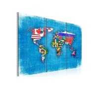 Tableau Drapeaux du monde triptyque-Taille L 120 x H 80 cm Imprimé