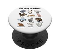 Tableau du langage corporel des Chats pour Enfants - Chats éducatifs Mignons PopSockets PopGrip Adhésif