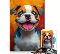 Tableau d'un Adorable Chiot Souriant Puzzle de 1000 pièces pour Adultes Jeu d'exercice Mental Design Relaxant Cadeau saisonnier 38x52cm