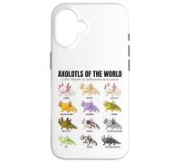Tableau éducatif des espèces d'amphibiens Axolotls du Monde Coque pour iPhone 16
