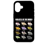 Tableau éducatif des espèces d'amphibiens Axolotls du Monde Coque pour iPhone 16