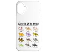 Tableau éducatif des espèces d'amphibiens Axolotls du Monde Coque pour iPhone 16 Plus