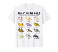 Tableau éducatif des espèces d'amphibiens Axolotls du Monde T-Shirt