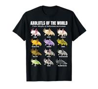 Tableau éducatif des espèces d'amphibiens Axolotls du Monde T-Shirt