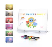 Tableau effaçable à sec en acrylique avec lumière, 35X25cm-Color Neon Glow Memo LED Light-Up Message Board with Stand as Night Light for Room/Festival/Gift, Touch Control, 7 Markers