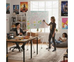 Tableau effaçable à sec mobile Ergo Office, Whiteboard , simple face, avec étagère, dimensions du tableau 1190x790mm, ER-306