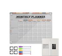 Tableau effaçable magnétique - Calendrier réutilisable pour réfrigérateur | rappel acrylique 12 x 9 pouces, tableau de messages cuisine, organisateur liste de charges, planificateur mensuel familial