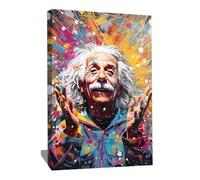 Tableau Einstein - Décoration Murale Science - Toile Pop Art Grand Format - Impression Sur Toile Graffiti - Deco Murale Coloré - Tableau Xxl Couleur Pop Art - Idee Cadeau Deco Maison (120x80cm)