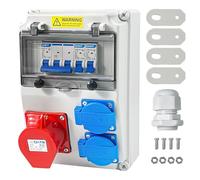 Tableau Électrique 16A, Coffret Électrique de Chantier 230V, 2x16A 1x32A avec disjoncteur et protection FI, prises Schuko et CEE, IP54 Coffret Électrique Mural pour Ateliers, Chantiers et Usines