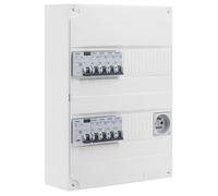 Tableau électrique pré-équipé 2 rangées 26 modules 8 disjoncteurs 2 interrupteurs différentiels + prise 2P+T