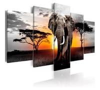 Tableau Elephant at Sunset-Taille L 200 x H 100 cm Imprimé