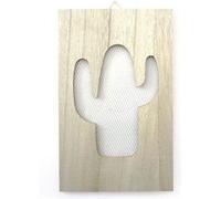 Tableau en bois déco grillage cactus - 15 x 24 cm Multicolore G
