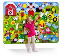 Tableau en Feutre pour Enfants 3 à 5 Ans - Panneau d'Activités 3 à 4 Ans | Ferme - Lot de 70 Planches en Feutre Double Epaisseur avec Grand Format 104x76 cm - Panneau d'Activités Mural Feutre Durable