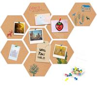 Tableau En Liège, 8 Tableaux D'affichage En Liège Autocollant Tableau En Liège Hexagonal Avec Punaises - Pour Accrocher Des Tableaux, Décorations Murales