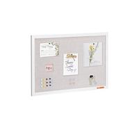 Tableau en Liège Avec Surface en Lin et Cadre en Bois Blanc 76,2×50,8cm Blanc