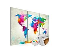 Tableau en Liège "Carte du Monde - Colourful Expression" 80 x 120 cm