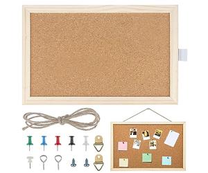 Tableau en Liège Épais, 20x30 cm Tableau en Liège avec Cadre en Bois, Matériel de Fixation et punaises et kit de, Tableau Photo, pour la Cuisine, le Bureau, l'école et la Maison
